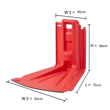 Protective water barrier | flood barrier | curved outward | 660x450x750mm | plastic | red