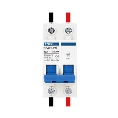 Protective DC circuit breaker for solar modules 2P | 16A | 500VDC | TAIXI Protective DC circuit breaker for solar modules 2P | 16A | 500VDC | TAIXI