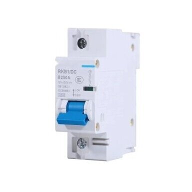 Modułowy wyłącznik nadprądowy prądu stałego | DC MCB | 1P | 250 A | 120 V DC | DIN | do modułów słonecznych, banków akumulatorów i falowników | E1P-DC120V-250A Modułowy wyłącznik nadprądowy prądu stałego | DC MCB | 1P | 250 A | 120 V DC | DIN | do modułów słonecznych, banków akumulatorów i falowników | E1P-DC120V-250A