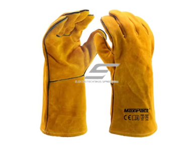 Apsauginės suvirinimo pirštinės | odinės | 14″ (35–45 cm) | rudos spalvos | atsparios karščiui | apsauginis rankogalis | neslystančios Apsauginės suvirinimo pirštinės | odinės | 14″ (35–45 cm) | rudos spalvos | atsparios karščiui | apsauginis rankogalis | neslystančios
