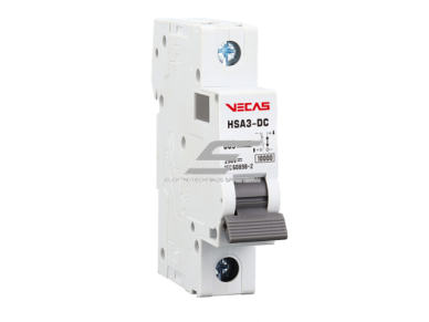 Modulinis apsauginis nuolatinės įtampos automatinis jungiklis saulės moduliams | 1P | 100A | 250VDC | C | 10kA | DIN | MCB-DC | VECAS | HSA3-DC-1100250