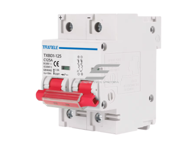 Modulinis apsauginis nuolatinės įtampos automatinis jungiklis saulės moduliams | 2P | 125A | 600VDC | 10kA | DIN | ES-TXBD1-125 Modulinis apsauginis nuolatinės įtampos automatinis jungiklis saulės moduliams | 2P | 125A | 600VDC | 10kA | DIN | ES-TXBD1-125