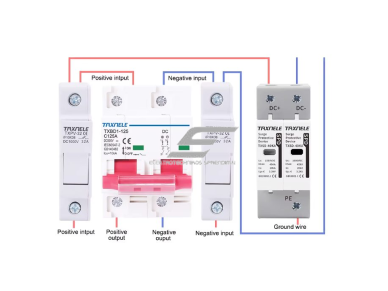 Modulinis apsauginis nuolatinės įtampos automatinis jungiklis saulės moduliams | 2P | 100A | 600VDC | 10kA | DIN | ES-TXBD1-100 5