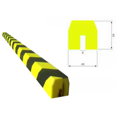 Aizsargājoša stūra lente | U veida | 1 m | PU putas | aizsardzība pret triecieniem | 100x4x4 cm | dzelteni-melna | līmējama pie virsmas | industriālā drošība 1