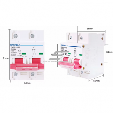 Modular protective DC circuit breaker for solar modules 2P | 80A | 600VDC | 10kA | DIN 4