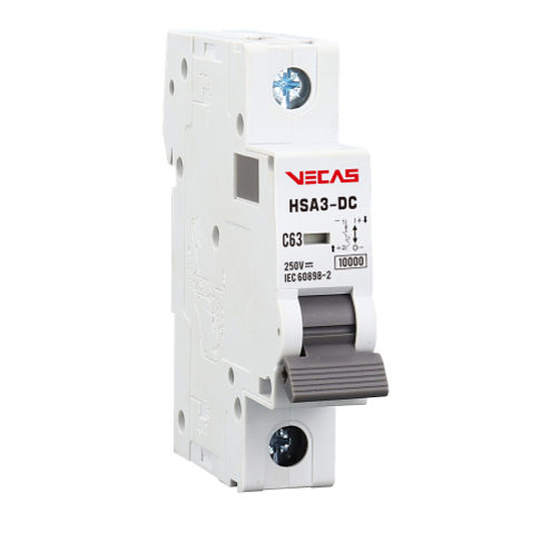 Modułowy wyłącznik ochronny prądu stałego do modułów fotowoltaicznych 1P | 125A | 250VDC | C | 10kA | DIN | MCB-DC | HSA3-DC VECAS Modułowy wyłącznik ochronny prądu stałego do modułów fotowoltaicznych 1P | 125A | 250VDC | C | 10kA | DIN | MCB-DC | HSA3-DC VECAS