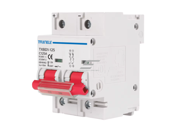Modulinis apsauginis nuolatinės įtampos automatinis jungiklis saulės moduliams | 2P | 125A | 600VDC | 10kA | DIN | ES-TXBD1-125 Modulinis apsauginis nuolatinės įtampos automatinis jungiklis saulės moduliams | 2P | 125A | 600VDC | 10kA | DIN | ES-TXBD1-125