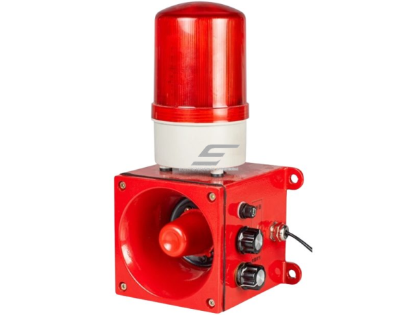 Pramoninis garsinis | šviesinis perspėjimo signalas | 30W | 230VAC | 130dB | IP65 Pramoninis garsinis | šviesinis perspėjimo signalas | 30W | 230VAC | 130dB | IP65