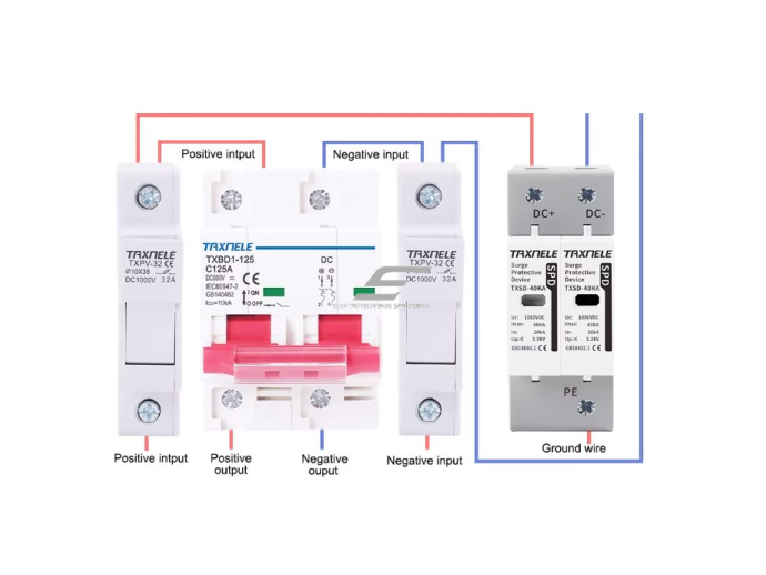 Modulinis apsauginis nuolatinės įtampos automatinis jungiklis saulės moduliams | 2P | 125A | 600VDC | 10kA | DIN | ES-TXBD1-125 5