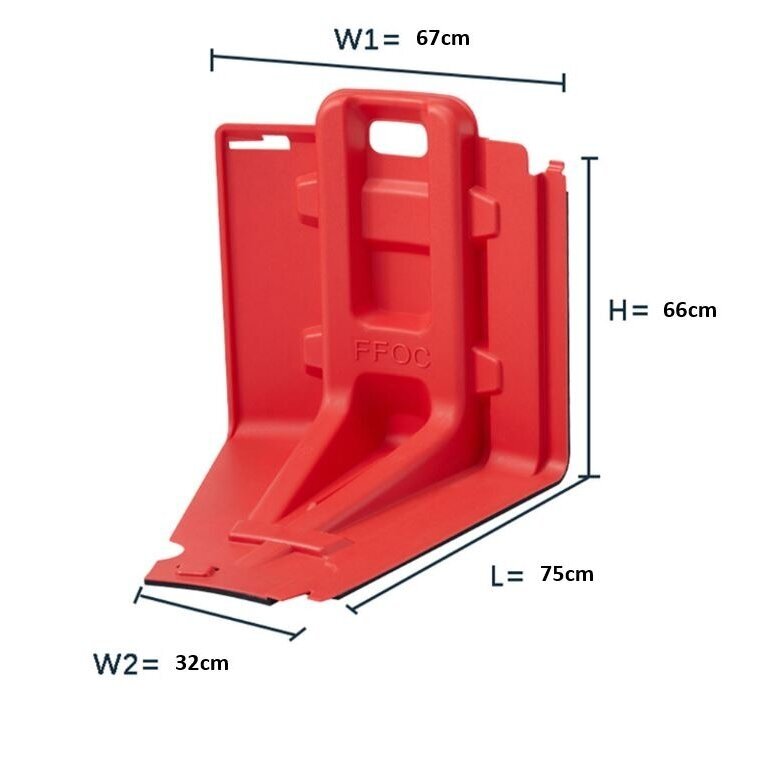 Protective water barrier | flood barrier | curved inward | 660x670x750mm | plastic | red 1 Protective water barrier | flood barrier | curved inward | 660x670x750mm | plastic | red 1