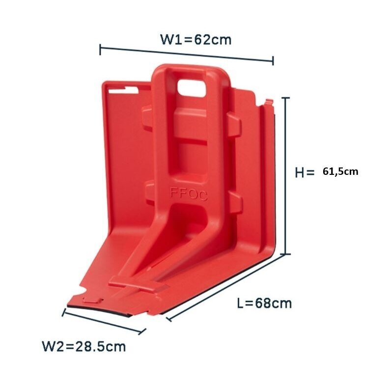 Protective water barrier | flood barrier | curved inward | 615x620x680mm | plastic | red 1 Protective water barrier | flood barrier | curved inward | 615x620x680mm | plastic | red 1