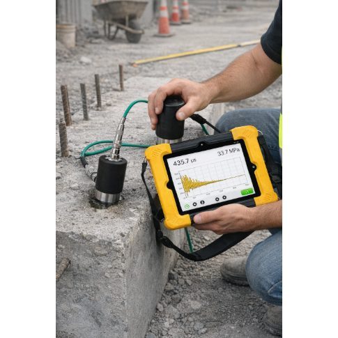 Ultrasonic concrete strength tester | for concrete quality evaluation | professional NDT analyzer | 8" LCD display | IP55 | 16GB 3