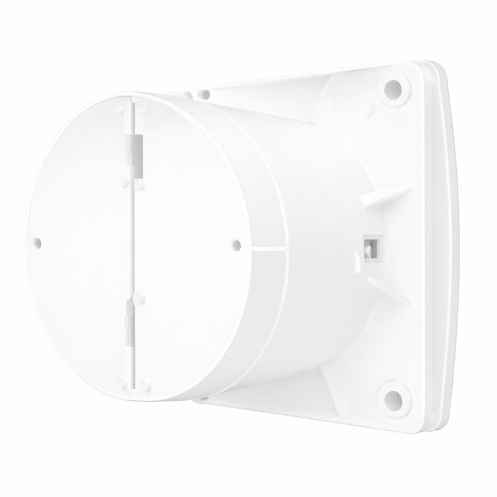 Aksiālais nosūces ventilators ar pretvārstu un auklas slēdzi | D120 | 220V | 182x168x69 mm | plastmasa | balta krāsa | IPX4 1
