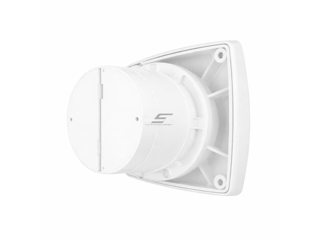 Ašinis ištraukiamasis ventiliatorius su atbuline sklende, drėgmės jutikliu ir laikmačiu | D150 | 220V | 212x195x81mm | plastikas | baltos spalvos | IPX4  1