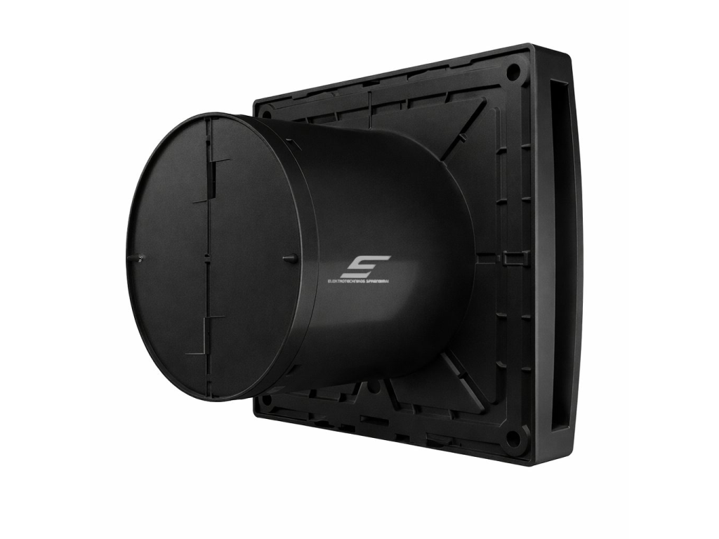 Ašinis ventiliatorius su apšvietimu ir atbuline sklende | D100 | 220V | 150x150x125mm | plastikas | matinės juodos spalvos | IP24 2
