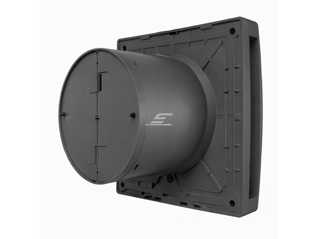 Ašinis ventiliatorius su apšvietimu ir atbuline sklende | D125 | 220V | 170x170x137mm | plastikas | matinės tamsiai pilkos spalvos | IP24 2 Ašinis ventiliatorius su apšvietimu ir atbuline sklende | D125 | 220V | 170x170x137mm | plastikas | matinės tamsiai pilkos spalvos | IP24 2