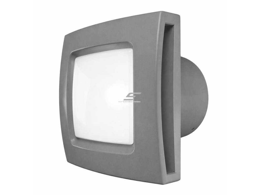 Ašinis ventiliatorius su apšvietimu ir atbuline sklende | D100 | 220V | 150x150x125mm | plastikas | matinės pilkos spalvos | IP24 Ašinis ventiliatorius su apšvietimu ir atbuline sklende | D100 | 220V | 150x150x125mm | plastikas | matinės pilkos spalvos | IP24