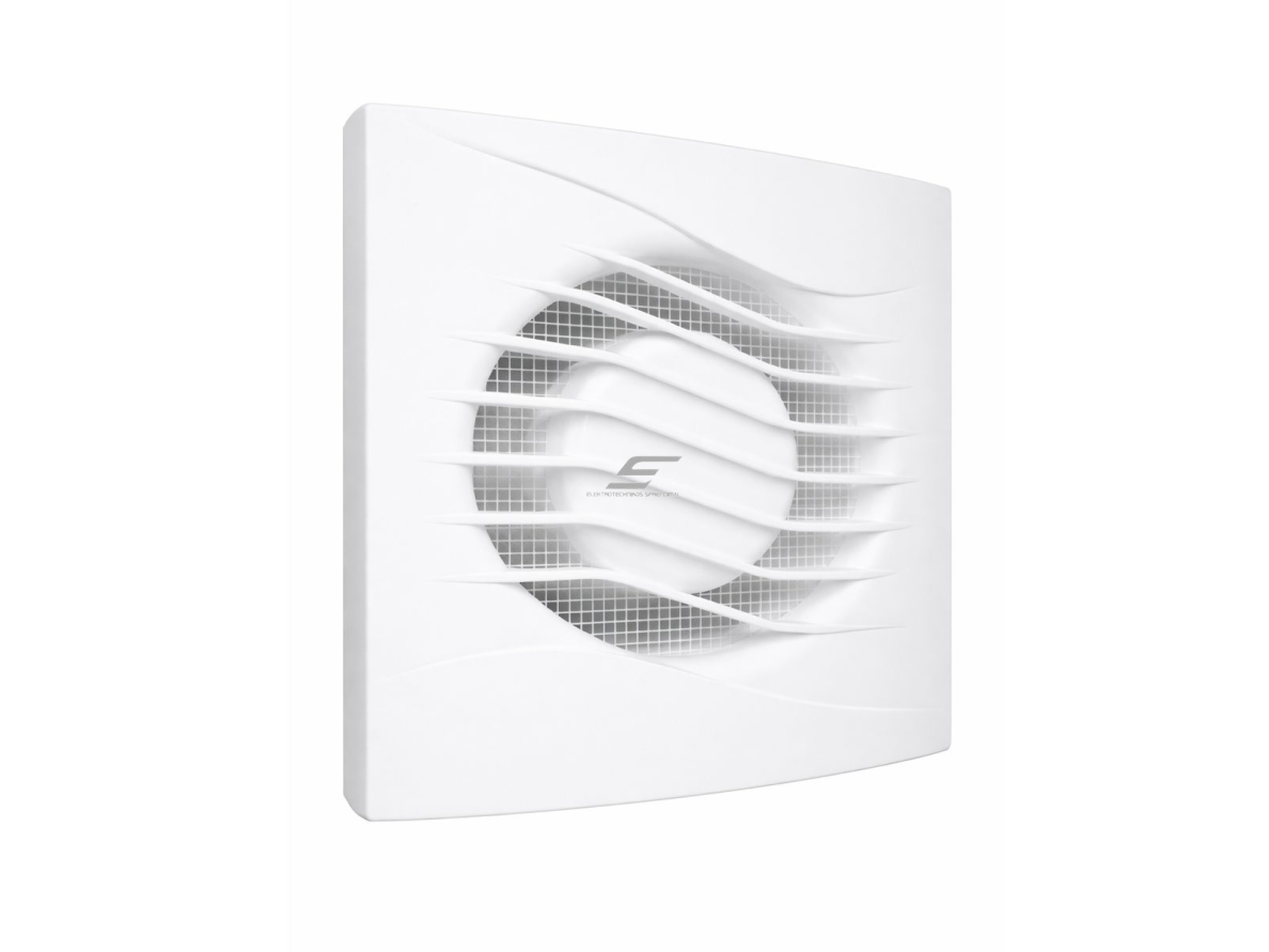 Ašinis ištraukiamasis ventiliatorius | D125 | 220V | 170x151x52mm | trumpas flanšas | plastikas | baltos spalvos | IPX4
