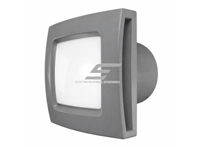 Ašinis ventiliatorius su apšvietimu ir atbuline sklende | D125 | 220V | 170x170x137mm | plastikas | matinės pilkos spalvos | IP24 Ašinis ventiliatorius su apšvietimu ir atbuline sklende | D125 | 220V | 170x170x137mm | plastikas | matinės pilkos spalvos | IP24