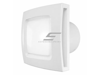 Ašinis ventiliatorius su apšvietimu ir atbuline sklende | D100 | 220V | 150x150x125mm | plastikas | baltos spalvos | IP24 Ašinis ventiliatorius su apšvietimu ir atbuline sklende | D100 | 220V | 150x150x125mm | plastikas | baltos spalvos | IP24