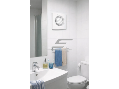 Ašinis ištraukiamasis ventiliatorius | D100 | 220V | 145x130x49mm | trumpas flanšas | plastikas | baltos spalvos | IPX4 2