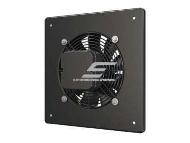 Ašinis sieninis ventiliatorius | paduodamo ir ištraukiamo oro srauto | D250 | 80 W | 1100 m³/h | 230 V | 375x375 mm | su flanšu | metalas | juodas 1 Ašinis sieninis ventiliatorius | paduodamo ir ištraukiamo oro srauto | D250 | 80 W | 1100 m³/h | 230 V | 375x375 mm | su flanšu | metalas | juodas 1