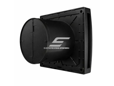 Ašinis ventiliatorius su apšvietimu ir atbuline sklende | D100 | 220V | 150x150x125mm | plastikas | matinės juodos spalvos | IP24 2