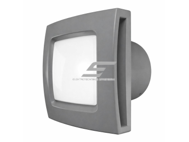 Ašinis ventiliatorius su apšvietimu ir atbuline sklende | D100 | 220V | 150x150x125mm | plastikas | matinės pilkos spalvos | IP24 Ašinis ventiliatorius su apšvietimu ir atbuline sklende | D100 | 220V | 150x150x125mm | plastikas | matinės pilkos spalvos | IP24