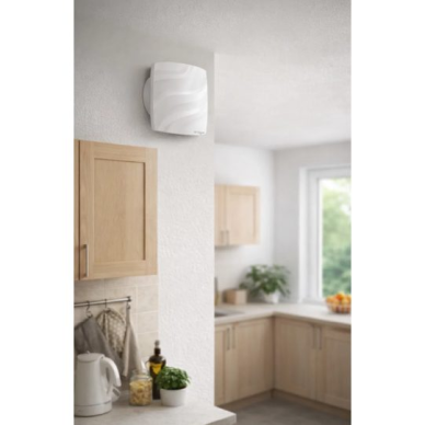 Osiowy wentylator wyciągowy z zaworem zwrotnym | D100 | 220V | 151x110x70mm | plastik | kolor szary | IP24 1