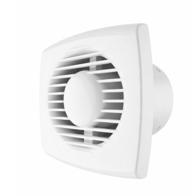 Wentylator osiowy wyciągowy z zaworem zwrotnym i wyłącznikiem sznurkowym | D120 | 220V | 182×168×69 mm | tworzywo sztuczne | kolor biały | IPX4