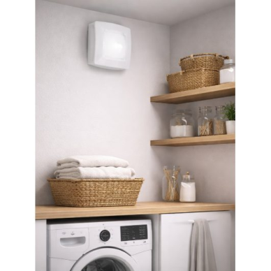 Aksiaalventilaator valgustuse ja tagasilöögiklapiga | D100 | 220V | 150×150×125 mm | plastmass | valge värv | IP24 3