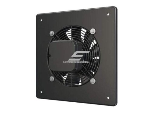 Ašinis sieninis ventiliatorius | paduodamo ir ištraukiamo oro srauto | D250 | 80 W | 1100 m³/h | 230 V | 375x375 mm | su flanšu | metalas | juodas 1