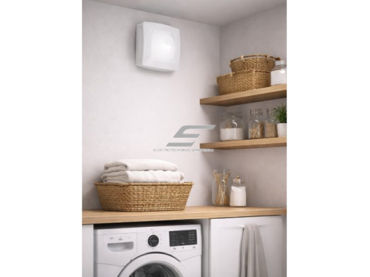Ašinis ventiliatorius su apšvietimu ir atbuline sklende | D100 | 220V | 150x150x125mm | plastikas | matinės juodos spalvos | IP24 3 Ašinis ventiliatorius su apšvietimu ir atbuline sklende | D100 | 220V | 150x150x125mm | plastikas | matinės juodos spalvos | IP24 3
