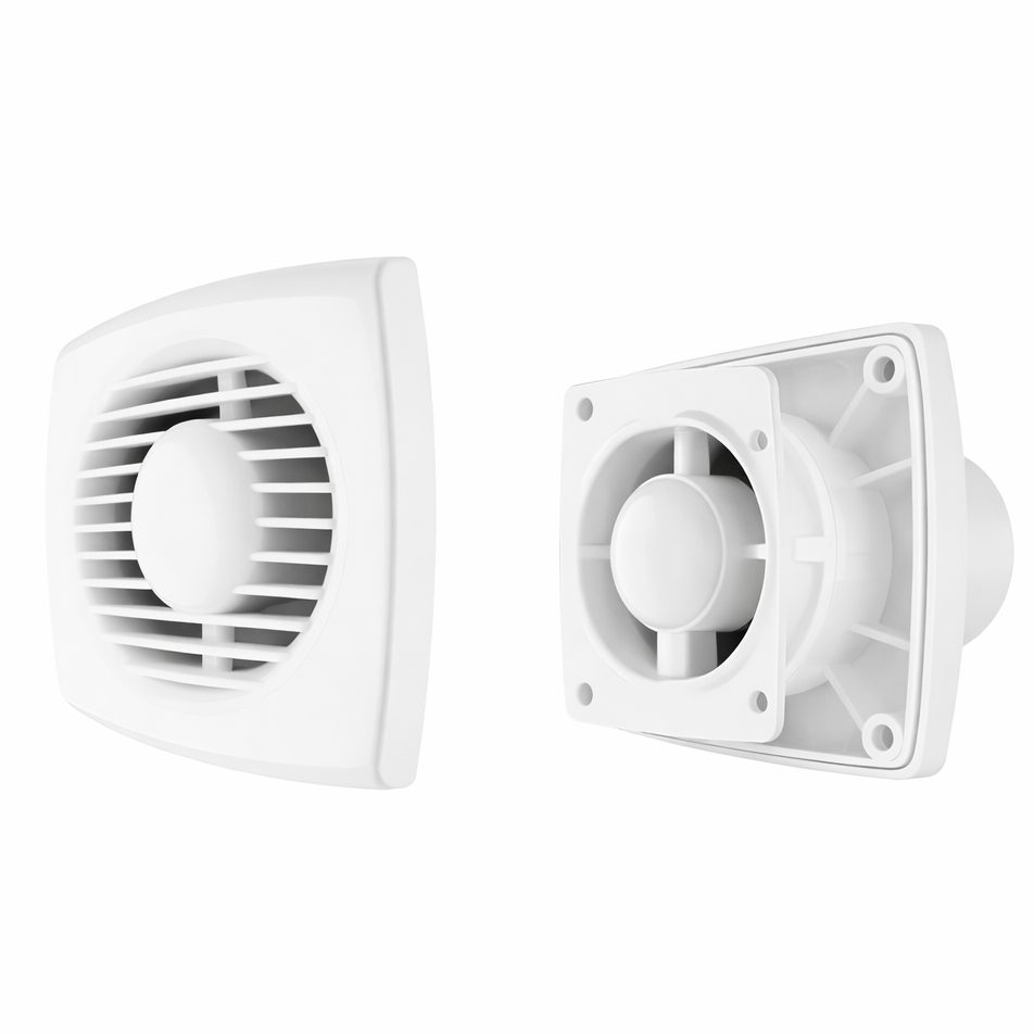Osiowy wentylator wyciągowy z klapą zwrotną | D100 | 220V | 151x151x70 mm | tworzywo sztuczne | kolor biały | IPX4 2
