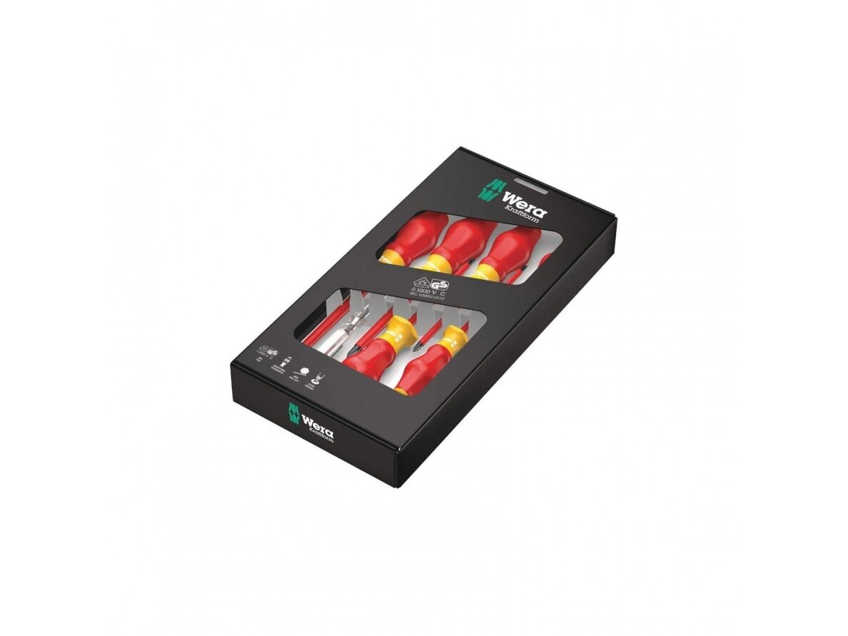 Dielektrinių | izoliuotų atsuktuvų rinkinys | su įtampos indikatoriumi | elektrikui | 7 vnt. | Kraftform | Comfort | Wera | 031575 | 4013288110831 1
