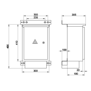 Temporary construction power supply | distribution cabinet | metal | surface-mounted | 40A | with circuit breakers and residual current circuit breaker (RCCB) | with sockets 2x230V and 1x400V | 410x300x180mm | IP44 Temporary construction power supply | distribution cabinet | metal | surface-mounted | 40A | with circuit breakers and residual current circuit breaker (RCCB) | with sockets 2x230V and 1x400V | 410x300x180mm | IP44