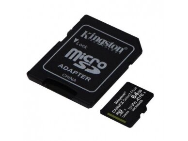 Atminties kortelė | microSD | 64GB | Class 10 UHS-1 A1 V10 su SD adapteriu | CANVAS Select Plus | Kingston | SDCS2/64GB | 740617298697 Atminties kortelė | microSD | 64GB | Class 10 UHS-1 A1 V10 su SD adapteriu | CANVAS Select Plus | Kingston | SDCS2/64GB | 740617298697