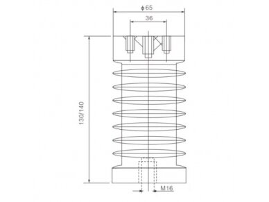 Atraminis izoliatorius | 12kV | M12 | 130x65mm | raudonas 1