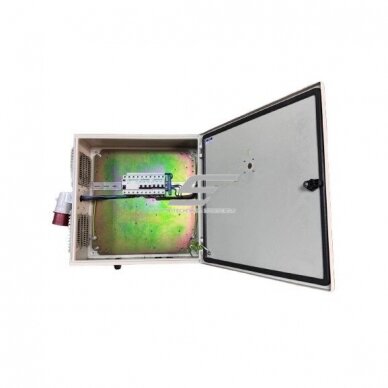 Updated electrical power distribution transit cabinet with modular equipment | 3P C 32A + 3P C 16A circuit breakers | 4P 63A leakage relay | 5P 32A industrial plug | 5P 16A + 5P 32A industrial sockets | Domestic double socket 230V Updated electrical power distribution transit cabinet with modular equipment | 3P C 32A + 3P C 16A circuit breakers | 4P 63A leakage relay | 5P 32A industrial plug | 5P 16A + 5P 32A industrial sockets | Domestic double socket 230V
