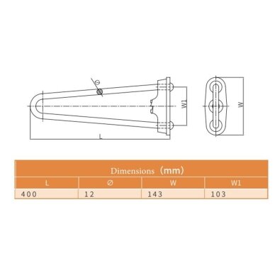 Stay rod bow type with mounting plate | hot-dip galvanized steel | 400x143mm | Ø12mm 3 Stay rod bow type with mounting plate | hot-dip galvanized steel | 400x143mm | Ø12mm 3