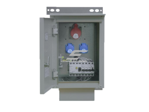 Laikinasis statybinis įvadas | paskirstymo skydas | 40A | su automatiniais jungikliais ir srovės nuotėkio rėle | su lizdais 2x230V ir 1x400V | 410x300x180mm | hermetinis | virštinkinis | metalinis | IP44 | SKLS40 Laikinasis statybinis įvadas | paskirstymo skydas | 40A | su automatiniais jungikliais ir srovės nuotėkio rėle | su lizdais 2x230V ir 1x400V | 410x300x180mm | hermetinis | virštinkinis | metalinis | IP44 | SKLS40