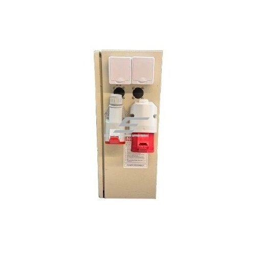 Updated electrical power distribution transit cabinet with modular equipment | 3P C 32A + 3P C 16A circuit breakers | 4P 63A leakage relay | 5P 32A industrial plug | 5P 16A + 5P 32A industrial sockets | Domestic double socket 230V 2 Updated electrical power distribution transit cabinet with modular equipment | 3P C 32A + 3P C 16A circuit breakers | 4P 63A leakage relay | 5P 32A industrial plug | 5P 16A + 5P 32A industrial sockets | Domestic double socket 230V 2