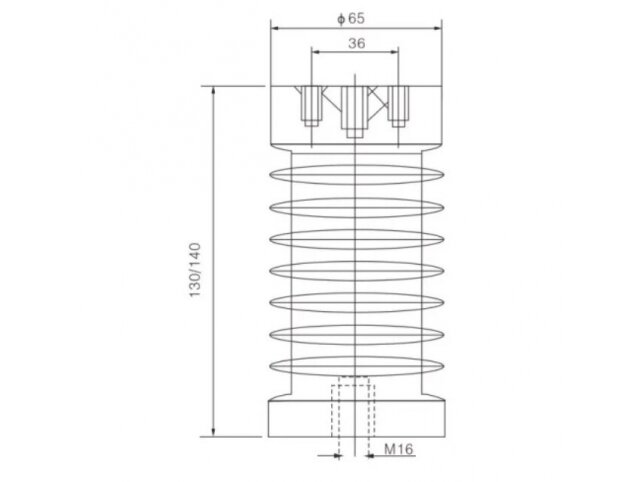 Atraminis izoliatorius | 12kV | M12 | 130x65mm | raudonas 1
