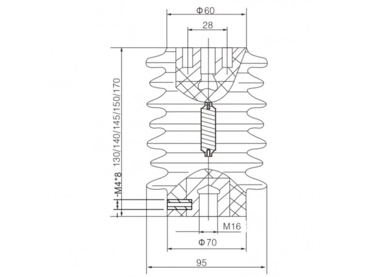 Atraminis izoliatorius | 12kV | M16 | 130x95mm | raudonas 1