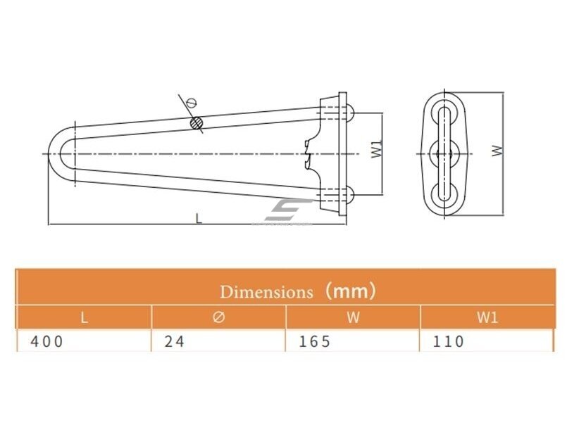 Atotampos lankas su tvirtinimo plokštele | karštai cinkuotas plienas | 400x165mm | Ø24mm 3 Atotampos lankas su tvirtinimo plokštele | karštai cinkuotas plienas | 400x165mm | Ø24mm 3