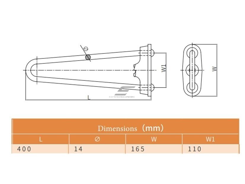 Atotampos lankas su tvirtinimo plokštele | karštai cinkuotas plienas | 400x165mm | Ø14mm 3 Atotampos lankas su tvirtinimo plokštele | karštai cinkuotas plienas | 400x165mm | Ø14mm 3