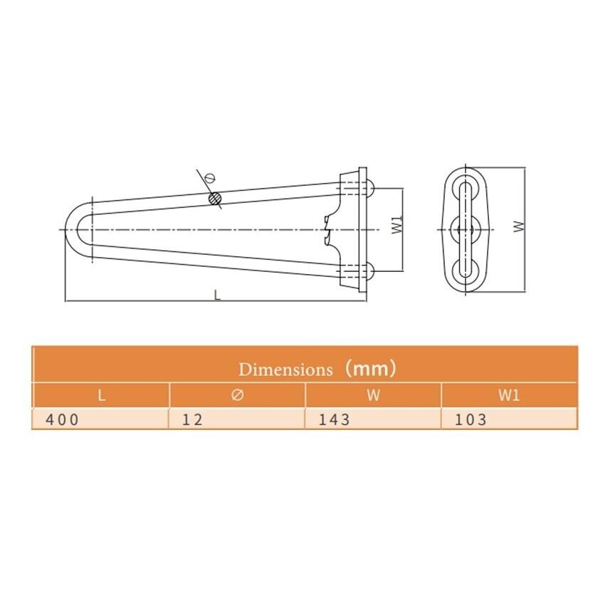 Stay rod bow type with mounting plate | hot-dip galvanized steel | 400x143mm | Ø12mm 3 Stay rod bow type with mounting plate | hot-dip galvanized steel | 400x143mm | Ø12mm 3