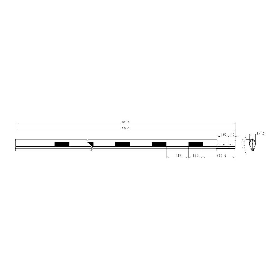 Aluminium road barrier boom | boom for automatic barrier system | for barrier gate | 4m | 4000x44x110mm | red/white | Hikvision | DS-TMG001-3 1 Aluminium road barrier boom | boom for automatic barrier system | for barrier gate | 4m | 4000x44x110mm | red/white | Hikvision | DS-TMG001-3 1