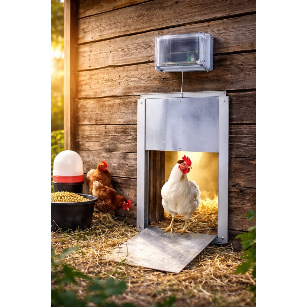 Automātiska vistu kūts durvju atvēršanas ierīce | ar kontrolieri un gaismas sensoru | piemērota 22x32 cm durvīm | dzīvnieku aizsardzība 3 Automātiska vistu kūts durvju atvēršanas ierīce | ar kontrolieri un gaismas sensoru | piemērota 22x32 cm durvīm | dzīvnieku aizsardzība 3