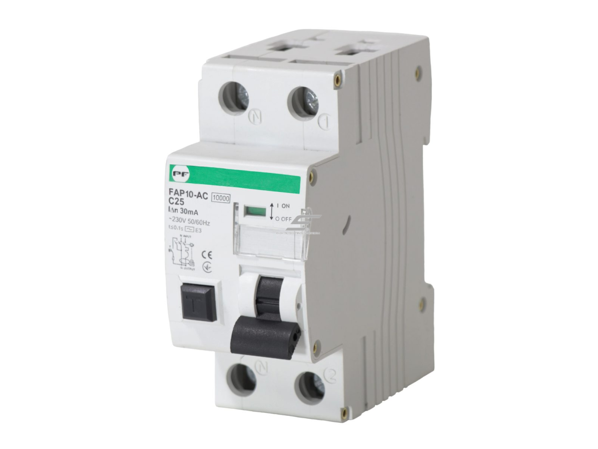 Modulinis automatinis jungiklis su srovės nuotėkio rele | 2P | 25A | C | 10kA | 0,03A | AC tipas | DIN | ECO FAP10-AC | Promfactor Baltic | FAP10C25030AC | 4779040159677
